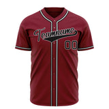 Custom Burgundy Baseball Jersey (With Black Color)