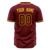 Custom Burgundy Baseball Jersey (With Gold Color)