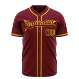 Custom Crimson Baseball Jersey (With Gold Color)