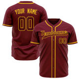 Custom Crimson Baseball Jersey (With Gold Color)