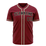 Custom Burgundy Baseball Jersey (With Black Color)