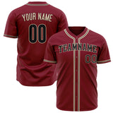 Custom Crimson Baseball Jersey (With Black Color)