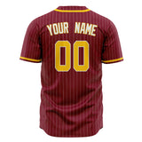 Custom Burgundy Baseball Jersey (With Gold White Pinstripe)