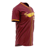 Custom Crimson Baseball Jersey (With Gold White Pinstripe)