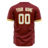 Custom Crimson Baseball Jersey (With White Gold Pinstripe)