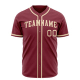 Custom Crimson Baseball Jersey (With Cream Color)