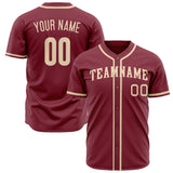 Custom Crimson Baseball Jersey (With Cream Color)