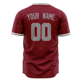 Custom Crimson Baseball Jersey (With Gray Color)