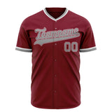 Custom Crimson Baseball Jersey (With Gray Color)