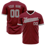 Custom Crimson Baseball Jersey (With Gray Color)