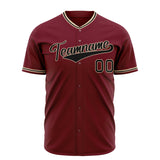 Custom Crimson Baseball Jersey (With Black Color)