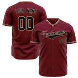 Custom Crimson Baseball Jersey (With Black Color)