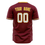 Custom Burgundy Baseball Jersey (With Gold Color)