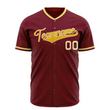 Custom Crimson Baseball Jersey (With Gold Color)