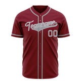 Custom Crimson Baseball Jersey (With Steel Gray Color)