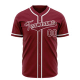 Custom Crimson Baseball Jersey (With White Color)