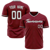 Custom Burgundy Baseball Jersey (With White Color)