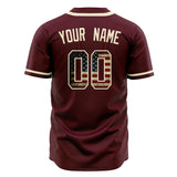 Custom Burgundy Baseball Jersey (With Cream Vintage USA Flag)