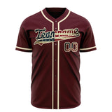 Custom Burgundy Baseball Jersey (With Cream Vintage USA Flag)