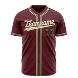 Custom Crimson Baseball Jersey (With Cream Color)