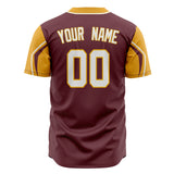 Custom Crimson Baseball Jersey (With Gold 3 Colors Arm Shapes)