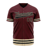 Custom Burgundy Baseball Jersey (With Black Double Stripe)