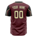 Custom Crimson Baseball Jersey (With Cream 3 Colors Arm Shapes)