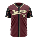 Custom Crimson Baseball Jersey (With Cream 3 Colors Arm Shapes)