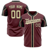 Custom Crimson Baseball Jersey (With Cream 3 Colors Arm Shapes)