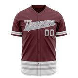 Custom Crimson Baseball Jersey (With Gray Double Stripe)