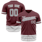 Custom Crimson Baseball Jersey (With Gray Double Stripe)