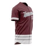 Custom Burgundy Baseball Jersey (With Gray Double Stripe)