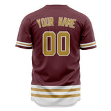 Custom Crimson Baseball Jersey (With Old Gold Double Stripe)