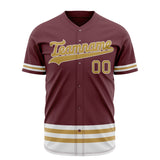 Custom Crimson Baseball Jersey (With Old Gold Double Stripe)