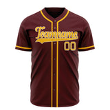 Custom Crimson Baseball Jersey (With Gold Color)