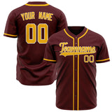 Custom Crimson Baseball Jersey (With Gold Color)