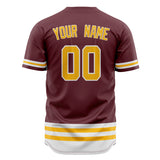 Custom Crimson Baseball Jersey (With Gold Double Stripe)