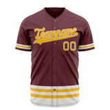 Custom Crimson Baseball Jersey (With Gold Double Stripe)