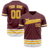 Custom Crimson Baseball Jersey (With Gold Double Stripe)