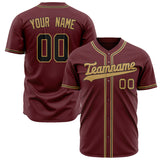 Custom Crimson Baseball Jersey (With Old Gold Color)