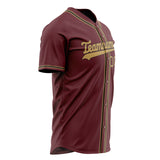 Custom Burgundy Baseball Jersey (With Old Gold Color)