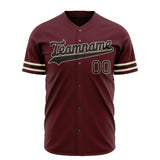 Custom Burgundy Baseball Jersey (With Black Color)