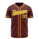 Custom Crimson Baseball Jersey (With Gold Gold Stripe)