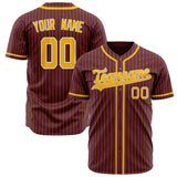 Custom Burgundy Baseball Jersey (With Gold Gold Stripe)