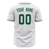 Custom White Baseball Jersey (With Kelly Green Color)