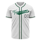 Custom White Baseball Jersey (With Kelly Green Color)