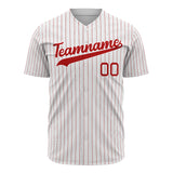 Custom White Baseball Jersey (With Red Red Pinstripe)