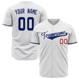 Custom White Baseball Jersey (With Royal Color)