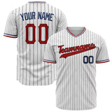 Custom White Baseball Jersey (With Red Black Pinstripe)