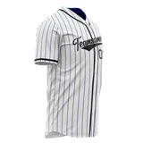 Custom White Baseball Jersey (With Black Black Pinstripe)